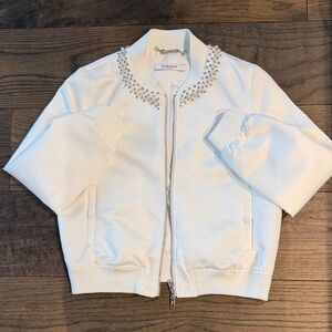 White Embellished Bomber Jacket